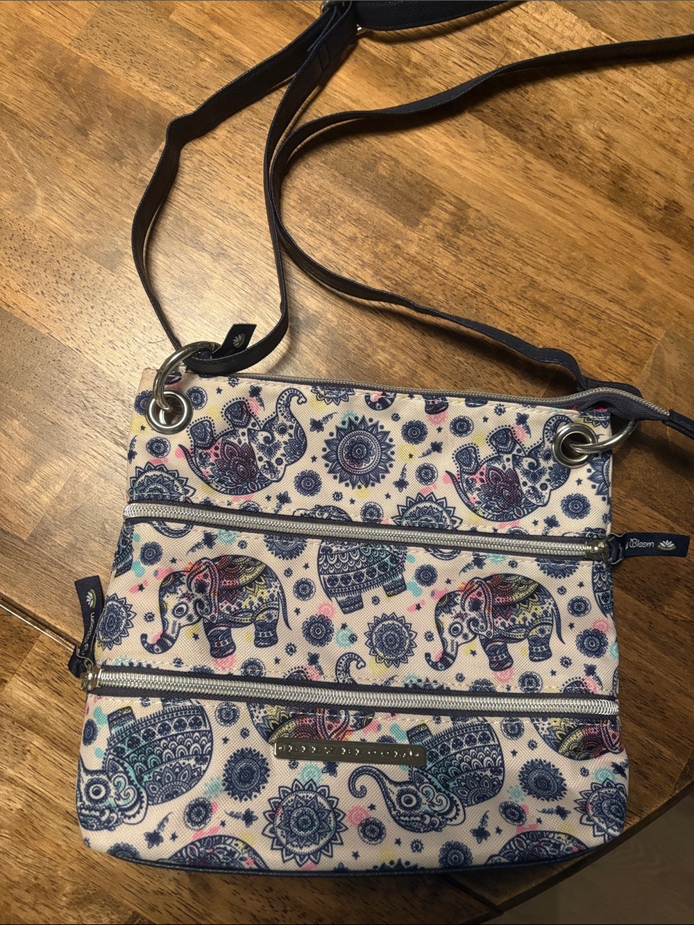 Lily Bloom Crossbody Shoulder Bag Elephant Print in Blue and White
New w/o tags